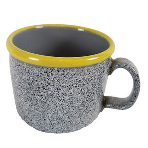 Baldelli Yellow Rim Gray Speckled Made Italy Coffee Mugs Vintage FLAWS